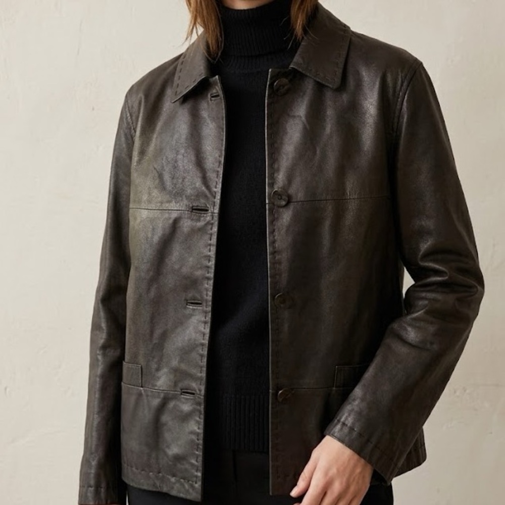 MaxMara Brown Genuine Leather Jacket 12